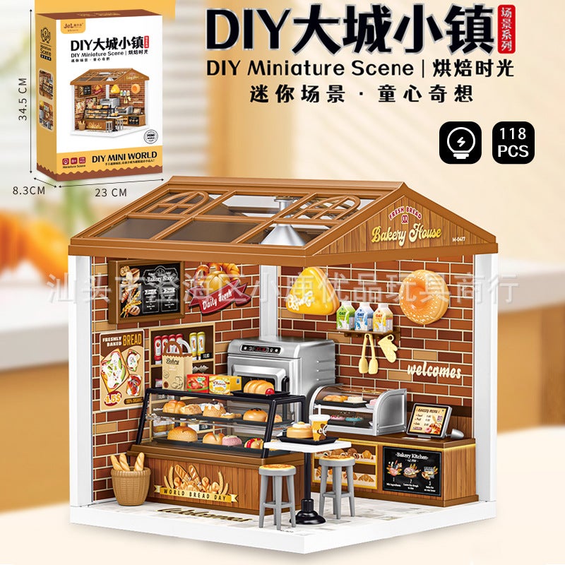 Handmade Diy Big Town Mini Scene Stereo House Kitchen Bedroom Model Creative Toys Gifts - Image 1